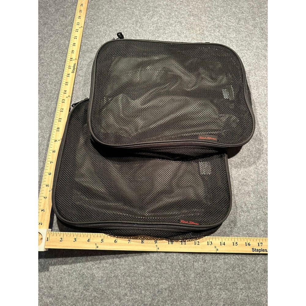 Rick Steves Kiva Designs Packing Cubes Set of 2 Black Mesh Travel Organizers